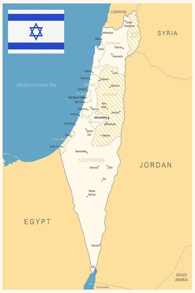 Israel Detailed map with details 91x61cm poster AU