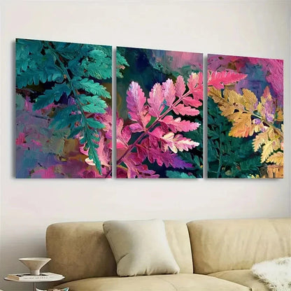 3pcs Fern Floral Botanical Art Wall Art Set Canvas Framed 60x90cm - High Quality Print 100% Australian Made Wall Canvas Ready to Hang