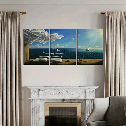3pcs Surrealism Art Painting with Abstract Ocean Wall Art Set Canvas Framed 40x60cm - High Quality Print 100% Australian Made Wall Canvas Ready to Hang - Bella Home Decor