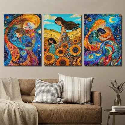 3pcs Vibrant Mother's Love Wall Art Set Canvas Unframed - High Quality Print 100% Australian Made Wall Canvas