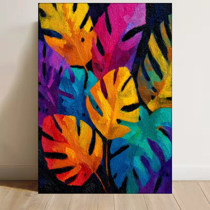 Abstract Botanical Tropical Jungle Leaves 60x90cm Metal Print Ready to Hang