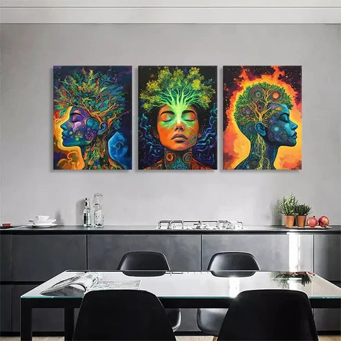 3pcs Mystical Tree of Life and Human Wall Art Canvas Unframed - High Quality Print 100% Australian Made Wall Canvas