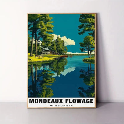 Mondeaux Flowage Wisconsin Lake District Turquoise Travel Poster Print Wall Art