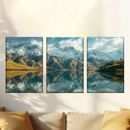 3pcs Charming Snow-Capped Mountains And Forests Wall Art Set Canvas Framed 60x90cm - High Quality Print 100% Australian Made Wall Canvas Ready to Hang - Bella Home Decor