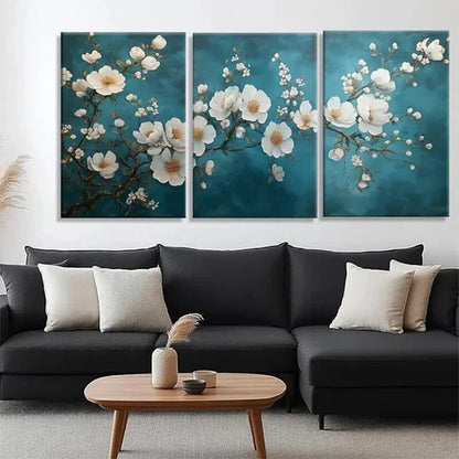 3pcs Elegant White Blossom Branches Perfect Wall Art Canvas Unframed - High Quality Print 100% Australian Made Wall Canvas