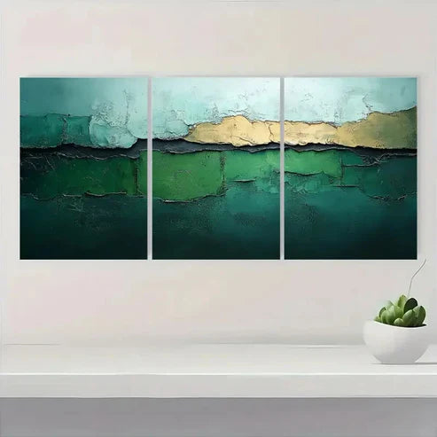 3pcs Green and Grey Abstract Wall Art Canvas Unframed - High Quality Print 100% Australian Made Wall Canvas