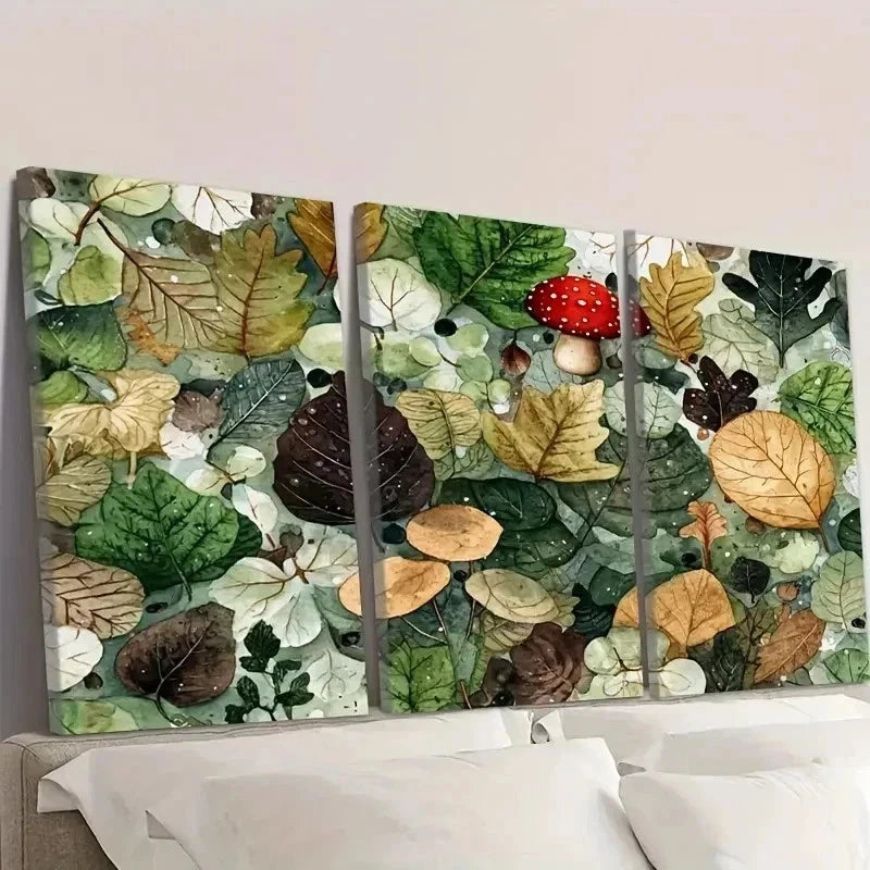 3pcs Abstract Watercolor Forest Leaves Wall Art Set Canvas Framed 40x60cm - High Quality Print 100% Australian Made Wall Canvas Ready to Hang - Bella Home Decor