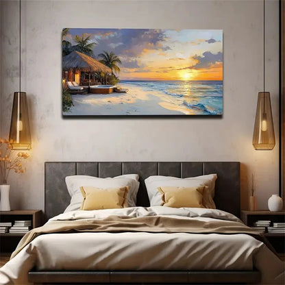 Vacation Resort Seaside Villa Wall Art Canvas Office Home Room Framed 120x60cm