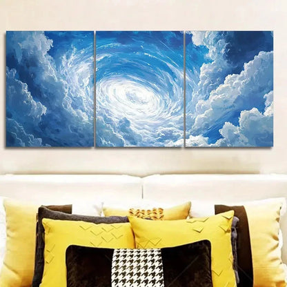 3pcs Modern Blue & White Swirl Pattern Wall Art Set Canvas Framed 40x60cm - High Quality Print 100% Australian Made Wall Canvas Ready to Hang