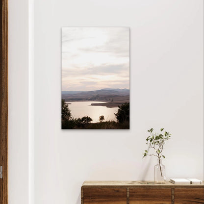 Serene Lake Landscape Sunset Minimalist 40x60cm Metal Print Ready to Hang