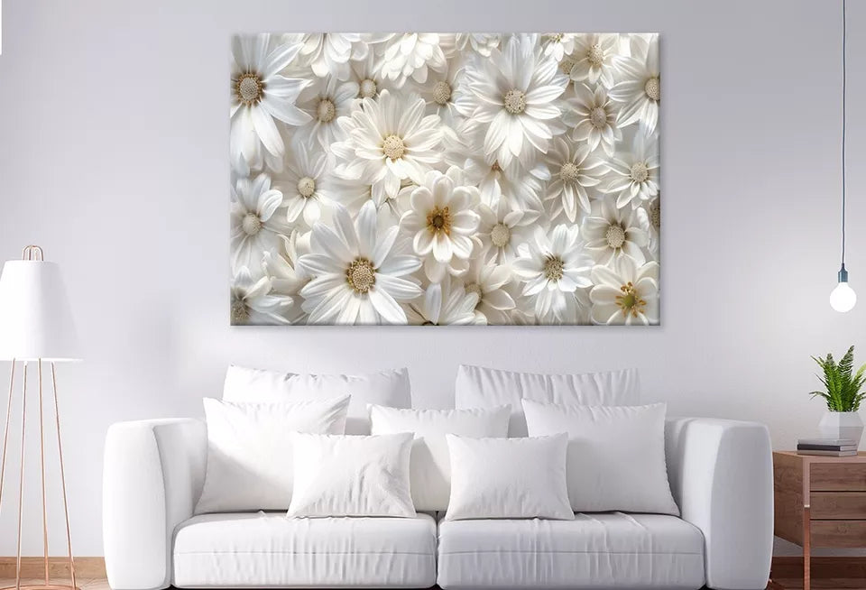 Elegant White Flower Group Wall Art Decor 100% Australian Made - Bella Home Decor
