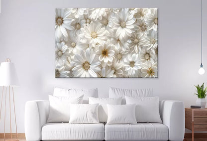 Elegant White Flower Group Wall Art Decor 100% Australian Made - Bella Home Decor