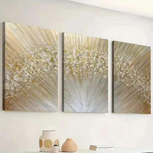 3pcs Golden Abstract Light Line Decor Perfect Wall Art Canvas Unframed – High Quality Print 100% Australian Made Wall Canvas - Bella Home Decor