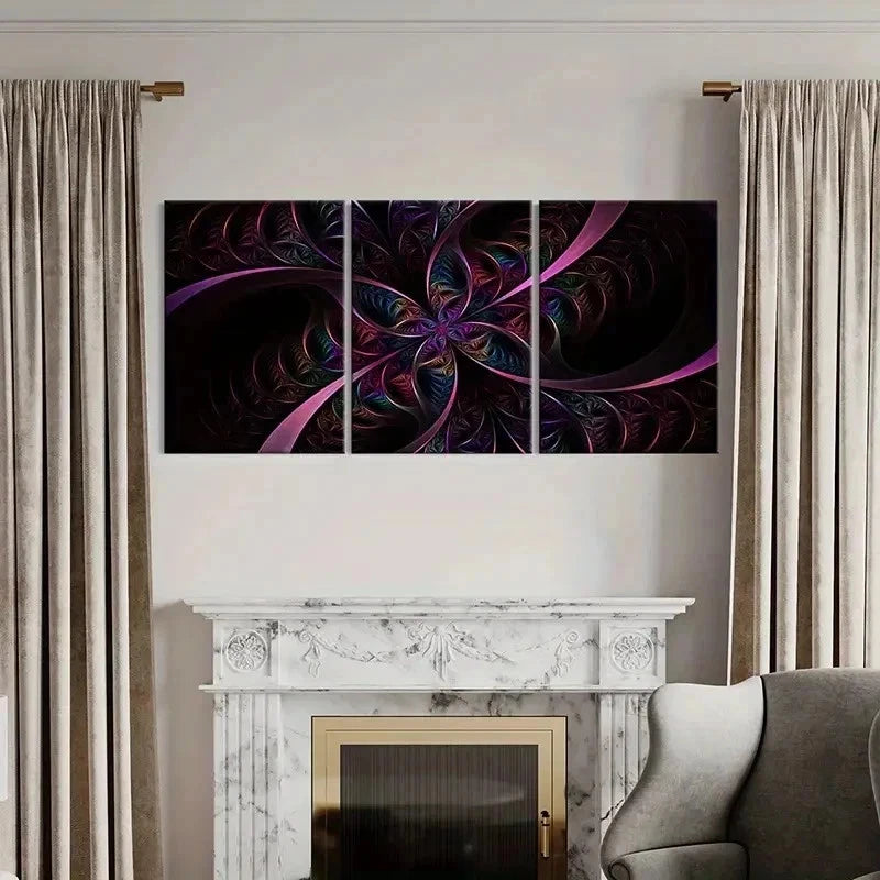 3pcs Abstract Shapes Composed Of Colorful Lines  Wall Art Set Canvas Framed 40x60cm - High Quality Print 100% Australian Made Wall Canvas Ready to Hang - Bella Home Decor
