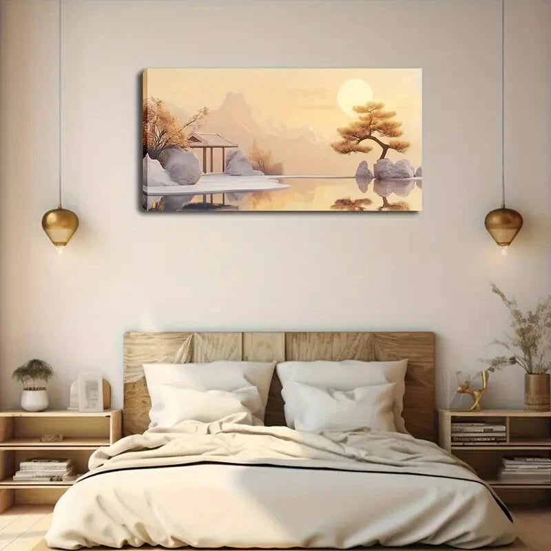 Traditional Gazebo Giant Stone Wall Art Canvas Office Home Room Framed 120x60cm - Bella Home Decor