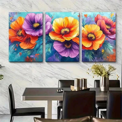 3pcs Enchanted Garden Luminous Floral Wall Art Set Canvas Framed 60x90cm - High Quality Print 100% Australian Made Wall Canvas Ready to Hang - Bella Home Decor
