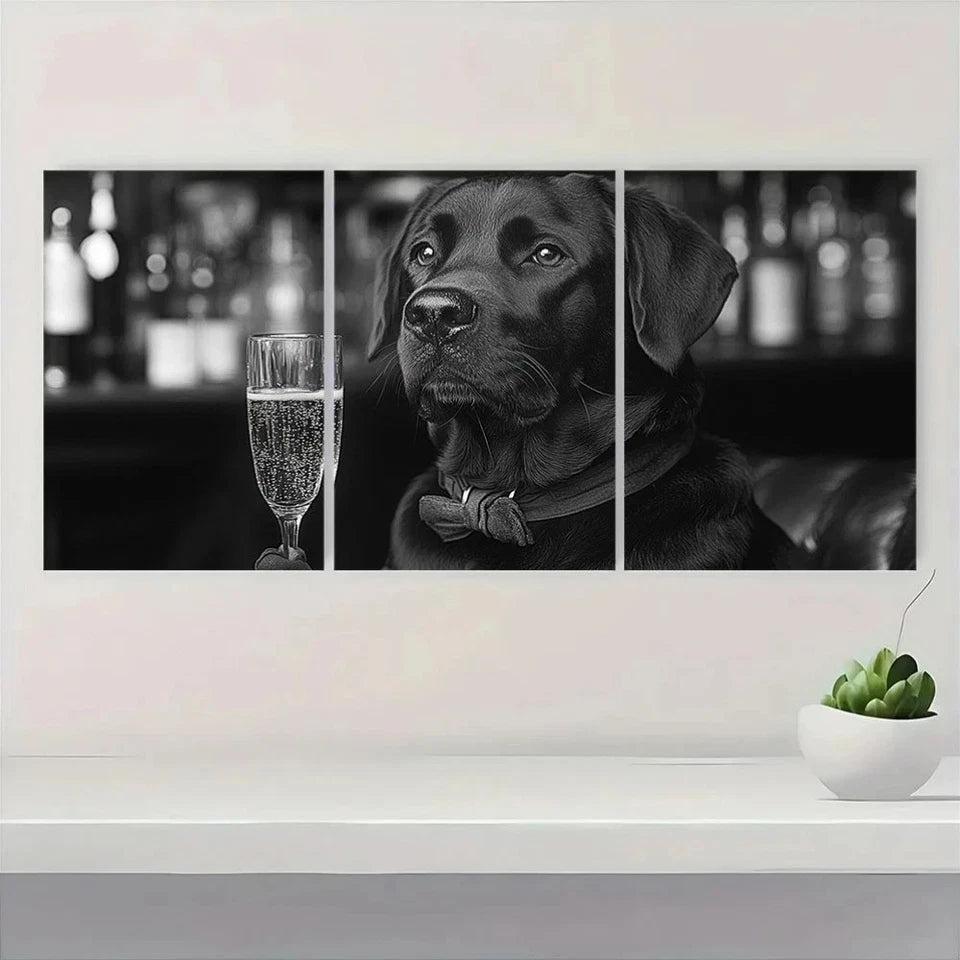 3pcs Black Lab Dog Vintage Style Metal Print Ready to Hang Art