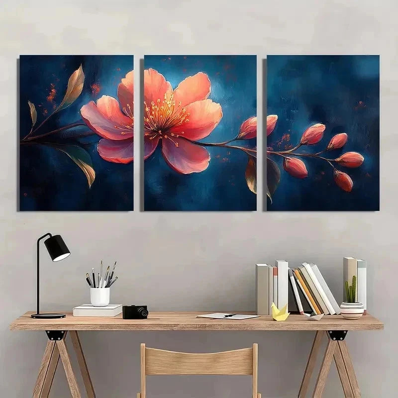 3pcs Myrtle Flower Peachy-Pink Perfect Wall Art Set Canvas Framed 60x90cm - High Quality Print 100% Australian Made Wall Canvas Ready to Hang - Bella Home Decor