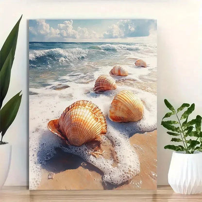 Beautiful Watercolor Beach Sea Shells Painting 40x60cm Metal Print Ready to Hang