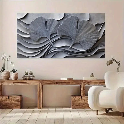Nordic Style Grey Blue Leaf Wall Art Canvas Office Home Room Framed 120x60cm
