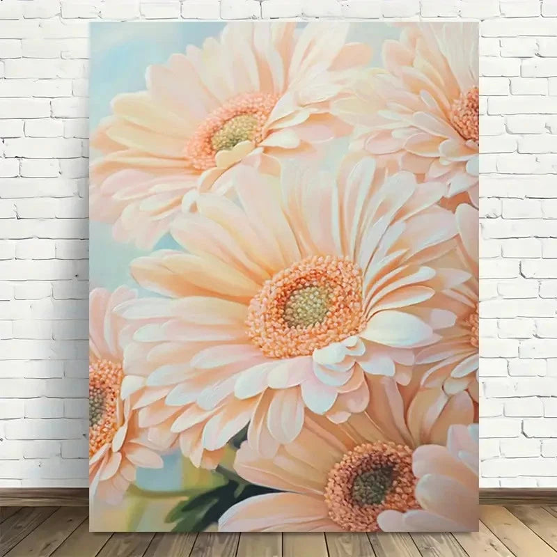 Beautiful Modern Pastel Daisy Bouquet Painting 40x60cm Metal Print Ready to Hang - Bella Home Decor