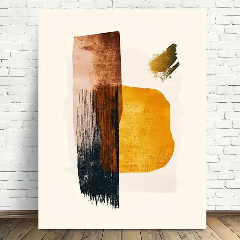 Beautiful Modern Vintage Abstract Geometric Painting 40x60cm Metal Print Ready to Hang