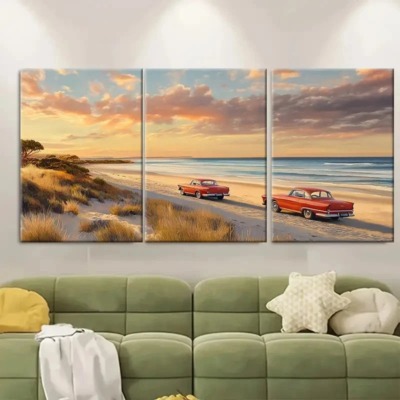 3pcs Adelaide Coastal Travel Poster Australia Wall Art Set Canvas Framed 40x60cm - High Quality Print 100% Australian Made Wall Canvas Ready to Hang - Bella Home Decor