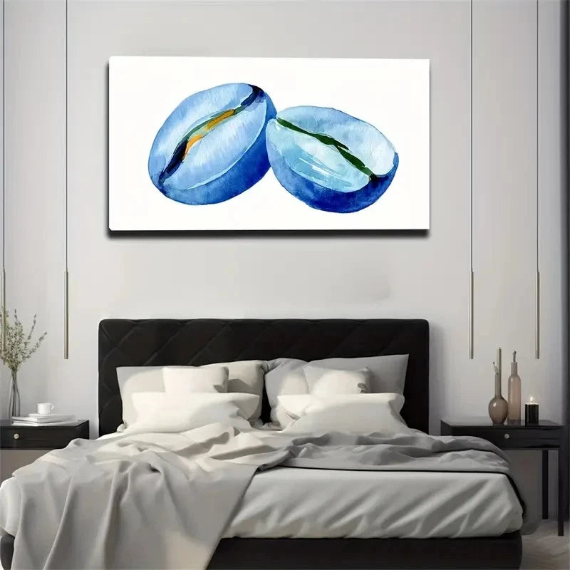 Blue & Yellow Abstract Wall Art Canvas Office Home Room Framed 120x60cm