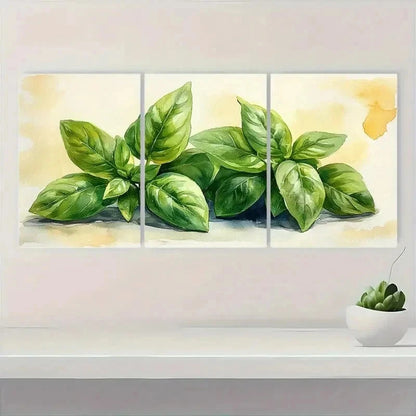 3pcs Botanical Herbs Watercolor Perfect Wall Art Set Canvas Framed 50x70cm - High Quality Print 100% Australian Made Wall Canvas Ready to Hang - Bella Home Decor