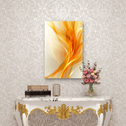 Abstract Golden Flow Swirl Dynamic Lines 40x60cm Metal Print Ready to Hang
