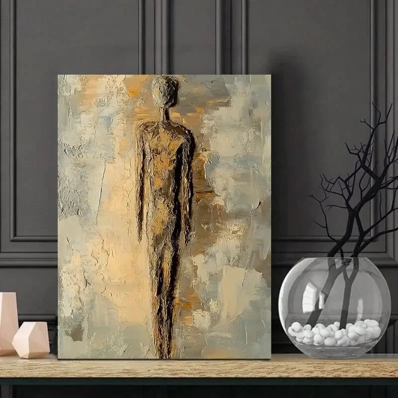 Abstract Oil Painting of an Antique Stone Figure 40x60cm Metal Print Ready to Hang - Bella Home Decor