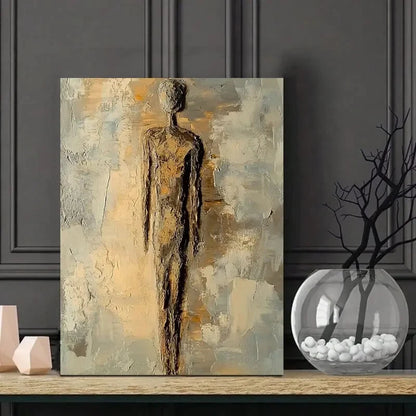 Abstract Oil Painting of an Antique Stone Figure 40x60cm Metal Print Ready to Hang - Bella Home Decor