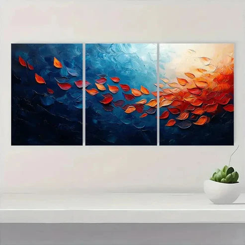 3pcs Abstract School of Fish Texture S Wall Art Set Canvas Unframed - High Quality Print 100% Australian Made Wall Canvas - Bella Home Decor