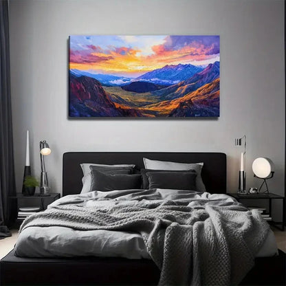 Magic Mountain View Suitable Wall Art Canvas Office Home Room Framed 120x60cm