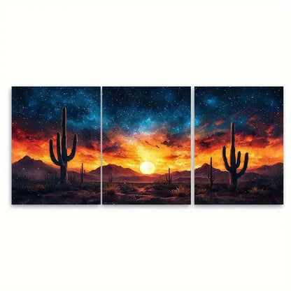 3pcs Cactus Shadows Canvas Art EY   Wall Art Set Canvas Framed 60x90cm - High Quality Print 100% Australian Made Wall Canvas Ready to Hang - Bella Home Decor