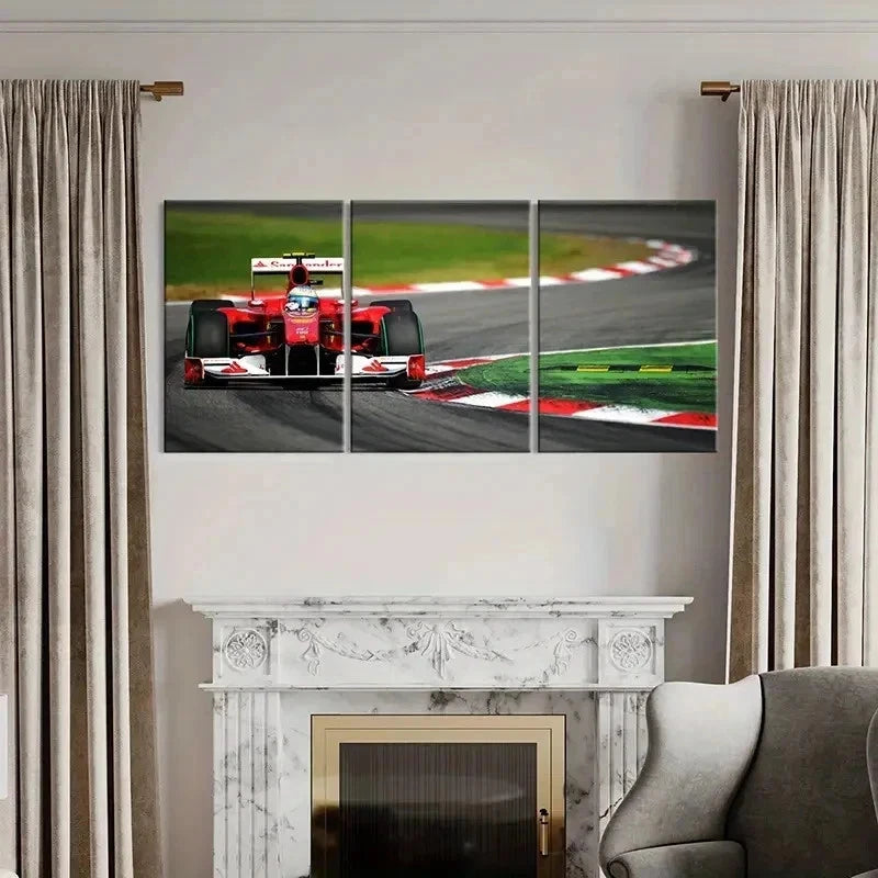 3pcs Formula 1 Racing Race Car Modern Wall Art Set Canvas Framed 50x70cm - High Quality Print 100% Australian Made Wall Canvas Ready to Hang - Bella Home Decor