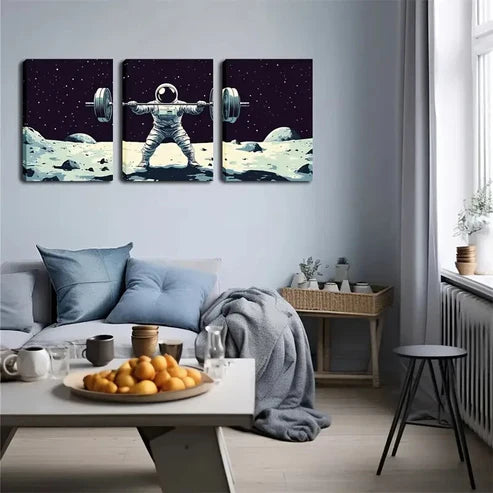 3pcs Stars in Dark Cosmic Illustration Style Wall Art Set Canvas Unframed - High Quality Print 100% Australian Made Wall Canvas Wall Art Set Canvas