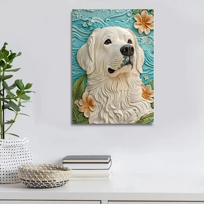 Featuring a Great Pyrenees Design Painting 40x60cm Metal Print Ready to Hang - Bella Home Decor