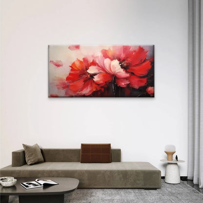 Red Flowers Petal White Wall Art Canvas Office Home Room Framed 120x60cm