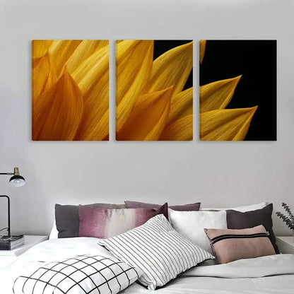 3pcs Golden Sunflower Petals Against Dark Sky  Wall Art Set Canvas Framed 50x70cm - High Quality Print 100% Australian Made Wall Canvas Ready to Hang - Bella Home Decor