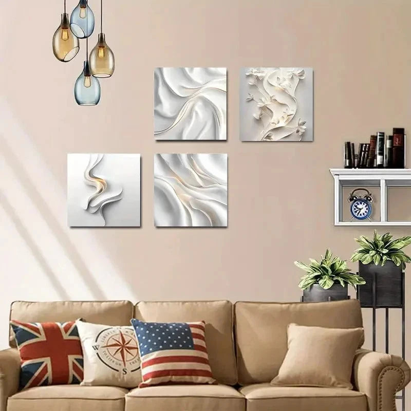 4pcs Painting Geometric style Suitable Wall Art Canvas Framed