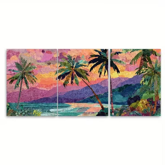 3pcs Tropical Day Daydream Wall Art Canvas Framed 40x60cm - High Quality Print 100% Australian Made Wall Canvas Ready to Hang