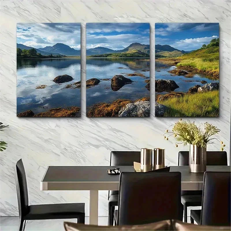 3pcs Scotland Iconic Scottish Landscapes Perfect Wall Art Set Canvas Framed 50x70cm - High Quality Print 100% Australian Made Wall Canvas Ready to Hang