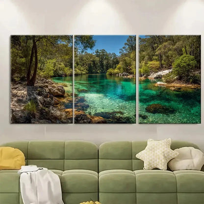 3pcs Lake Mckenzie Natural Scenic Print Australia Wall Art Set Canvas Framed 50x70cm - High Quality Print 100% Australian Made Wall Canvas Ready to Hang