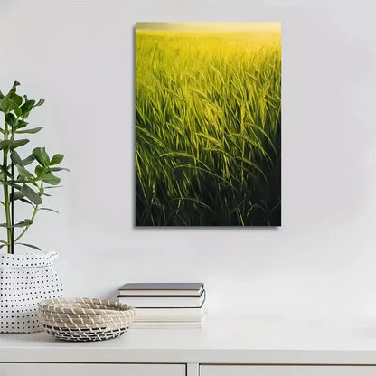 Vibrant Green Lemon Grassland Scene Painting 40x60cm Metal Print Ready to Hang - Bella Home Decor