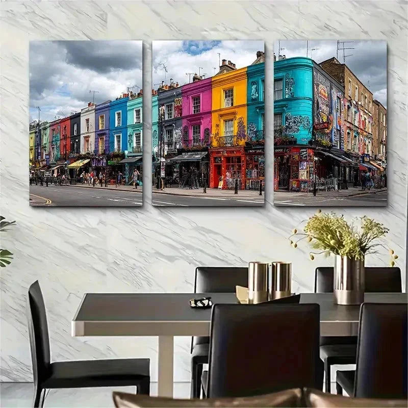 3pcs London Borough Posters UK Travel Perfect Wall Art Set Canvas Framed 50x70cm - High Quality Print 100% Australian Made Wall Canvas Ready to Hang