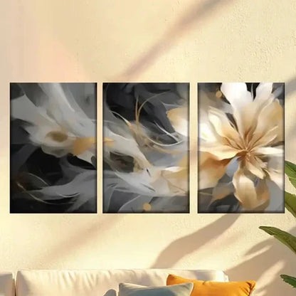 3pcs White Flower with Yellow Petals Wall Art Canvas Unframed – High Quality Print 100% Australian Made Wall Canvas