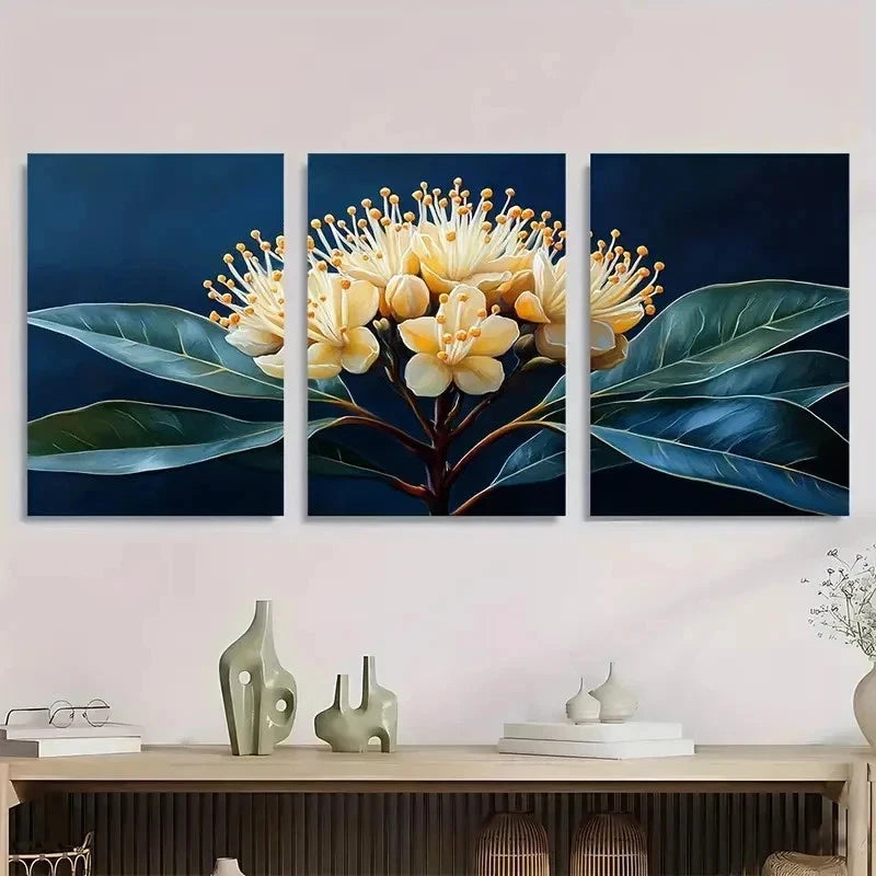 3pcs Nature Myrtle Art Myrtle Flower Perfect Wall Art Set Canvas Framed 50x70cm - High Quality Print 100% Australian Made Wall Canvas Ready to Hang