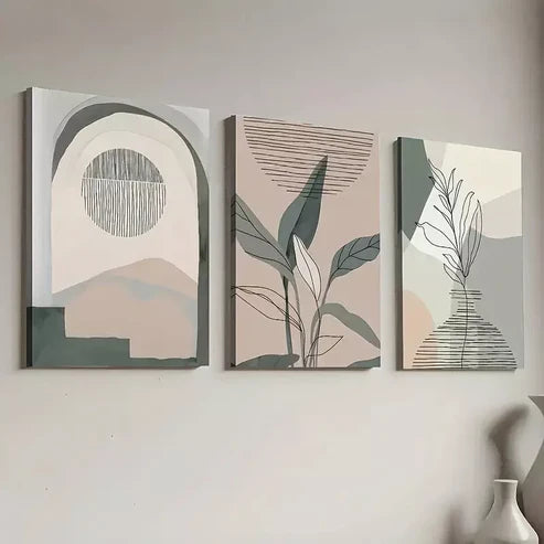 3pcs Modern Aesthetic Bohemian Plant Leaf Art Set Canvas Unframed - High Quality Print 100% Australian Made Wall Canvas
