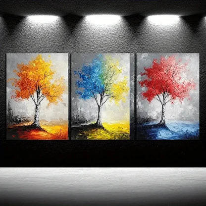 3pcs Colorful Trees Series Vibrant Metal Print Ready to Hang Art - Bella Home Decor